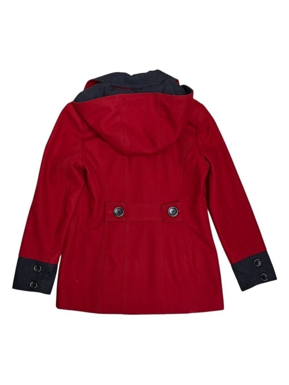 NAUTICA Recycled Wool Blend Winter Designer Casual Red Pea Coat Womens Medium - Picture 7 of 10